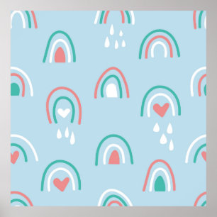 Bohemisches, handgezogenes, nahtloses Muster mit R Poster