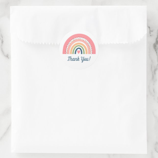 Bohemisches Herz und Regenbogen Vielen Dank Runder Aufkleber (Tasche)