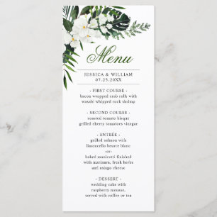 Bohemisches Hochzeitsessen im Weißen Orchideen Menükarte