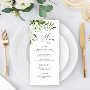 Bohemisches Hochzeitsessen im Weißen Orchideen Menükarte