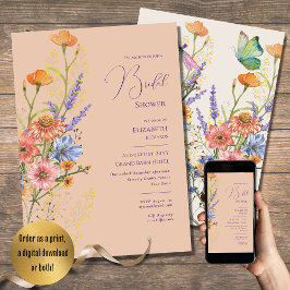 Bohemisches Hochzeitthema Romantische Wildblumen B Einladung