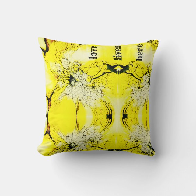 Bohemisches JELLOW-WEBBING-Kissen Kissen (Vorderseite)