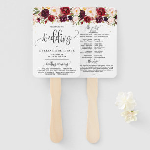 Bohemisches Marsala Blütenblütenrosa Hochzeitspr Fächer