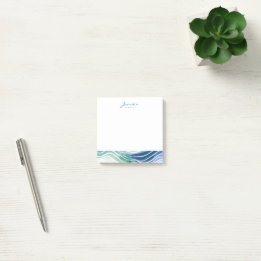 Bohemisches Meeresblau und Aquamarine Waves Post-it Klebezettel