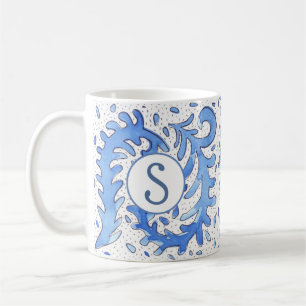 Bohemisches Mit Monogramm Blau und Weiß - personal Kaffeetasse