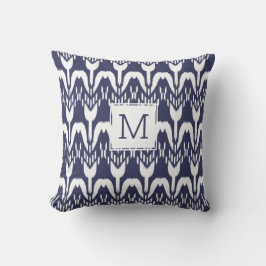Bohemisches Monogramm Navy Blue Floral Kissen