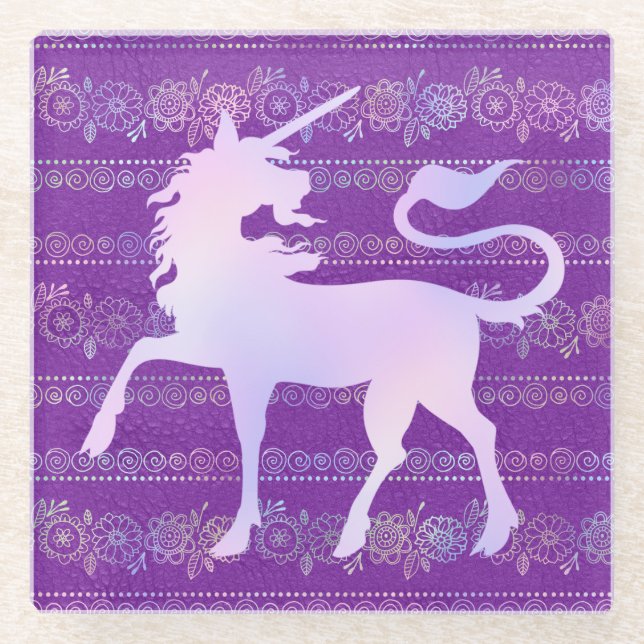 Bohemisches Muster und einsame Silhouette Glasuntersetzer (Vorderseite)