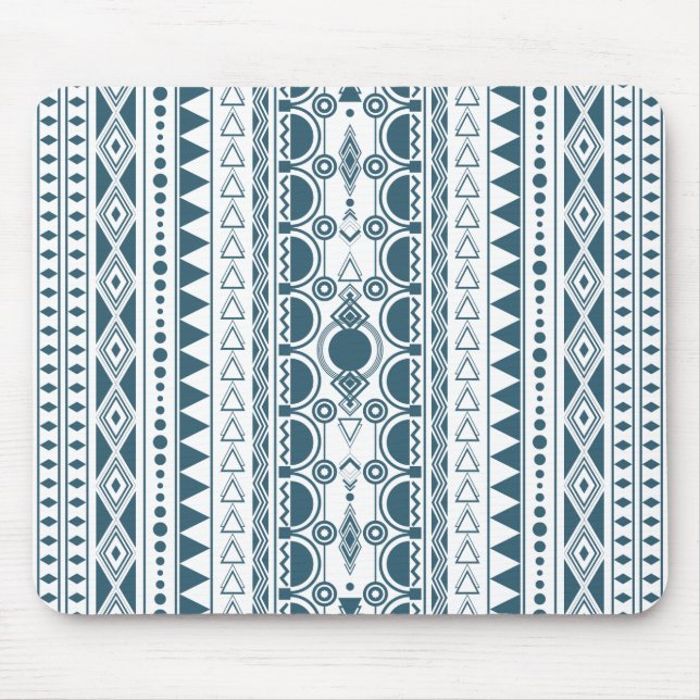 Bohemisches Ornament 30122020 Blau Mousepad (Vorne)