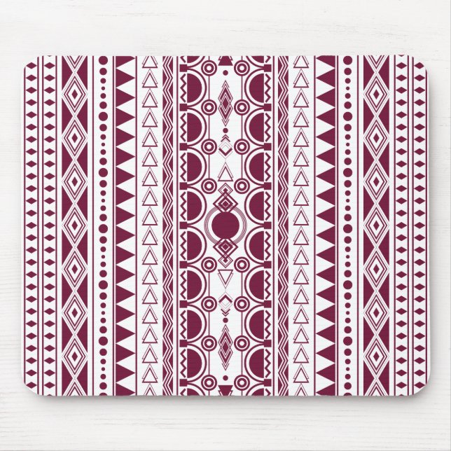 Bohemisches Ornament 30122020 Dunkelrot Mousepad (Vorne)