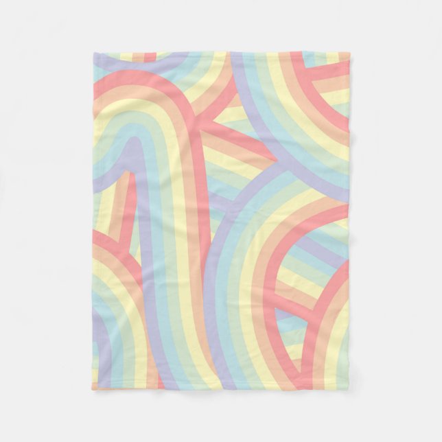 Bohemisches Pastell-Regenbogen-Muster Fleecedecke (Vorderseite)