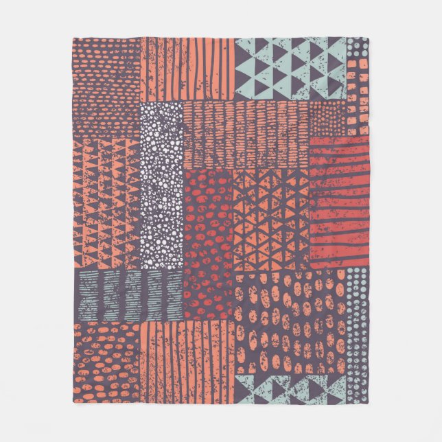 Bohemisches Patchwork: handgezeichnet nahtloses De Fleecedecke (Vorderseite)