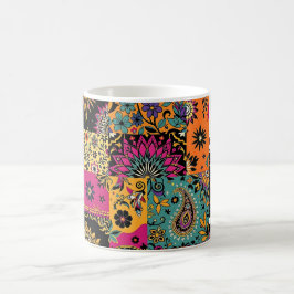 Bohemisches Patchwork Mandala und Paisley Pattern Kaffeetasse