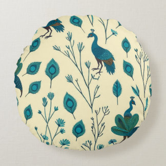 Bohemisches Pfauenflorentdesign Rundes Kissen