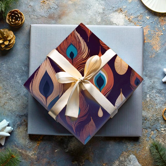 Bohemisches Pfauenfutter für Naturliebhaber Geschenkpapier (Bohemian Peacock Feather Gifts for Nature Lovers Wrapping Paper)