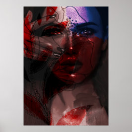 Bohemisches Portrait von Ombre Violet und Burgund Poster