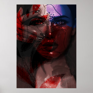 Bohemisches Portrait von Ombre Violet und Burgund Poster