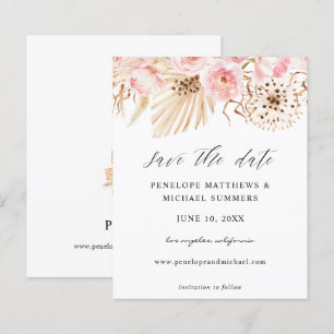 Bohemisches Rosa Floral Save the Date