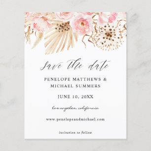 Bohemisches Rosa Floral Save the Date Flyer