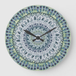 Bohemisches Shabby Chic Mandala Dot Art Design Große Wanduhr