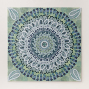 Bohemisches Shabby Chic Mandala Dot Art Design Puzzle