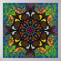Bohemisches Stamm Mandala Tile aus Hartglas
