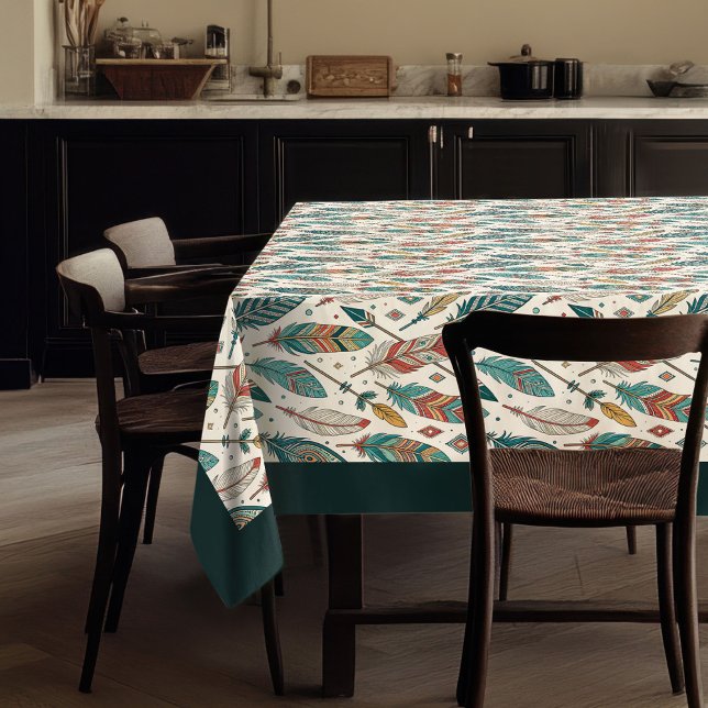 Bohemisches Tablettentuch mit PfeilFedern Tischdecke (Bohemian Tablecloth Featuring Arrows Feathers)