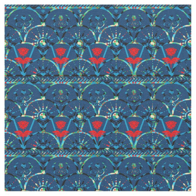 Bohemisches Tapestmuster, dunkles Aquamarines Gewe Stoff (Nahaufnahme)