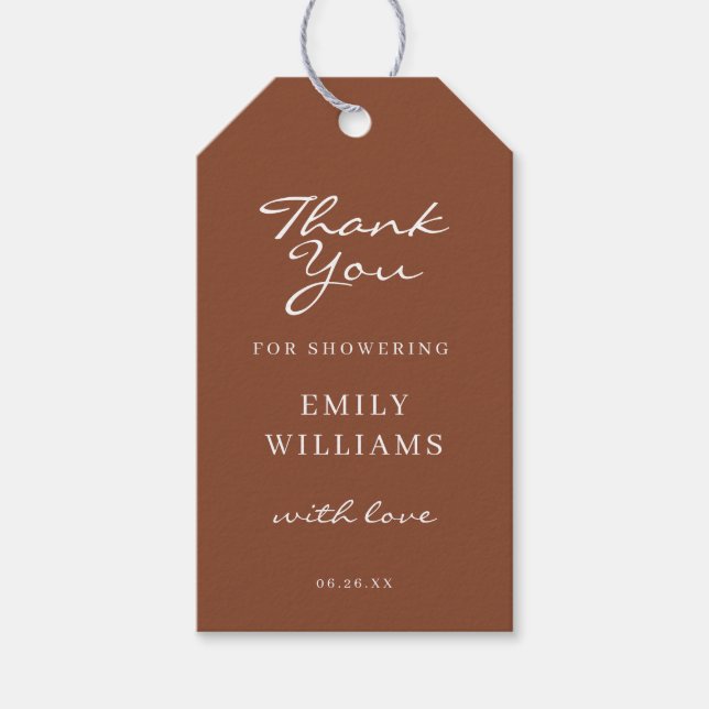 Bohemisches Terracotta Brautparty - Unterstützung  Geschenkanhänger (Vorderseite)