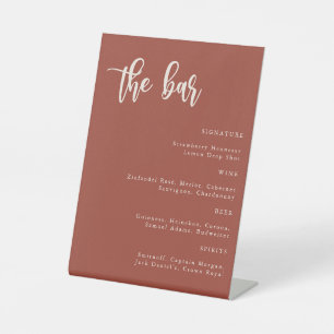 Bohemisches Terracotta Script Wedding Bar Sign Sockelschild