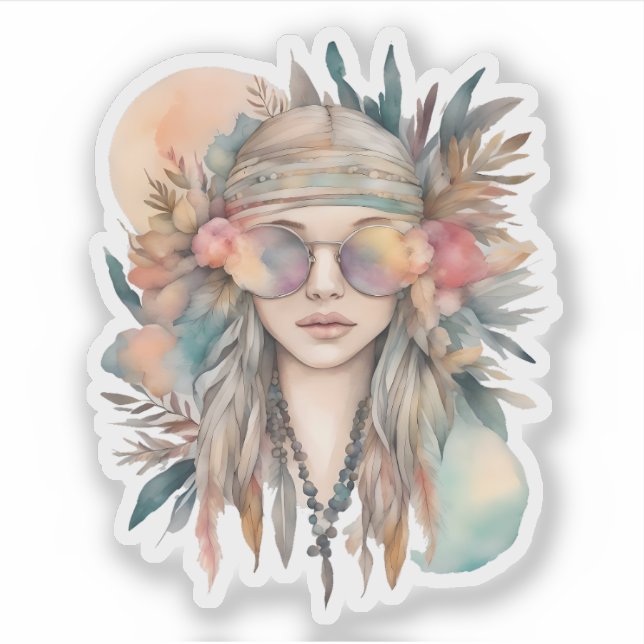 Bohemisches Traumportrait Aufkleber (Vorderseite)