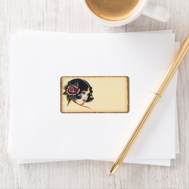 Bohemisches Vintages Girl Wood Trimmadressen-Label Adressaufkleber (Insitu)