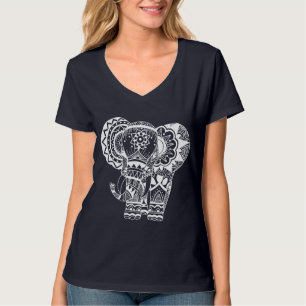 Bohemisches weißes Elephant Tee Shirt