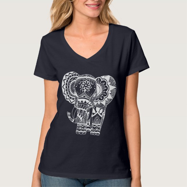 Bohemisches weißes Elephant Tee Shirt (Vorderseite)