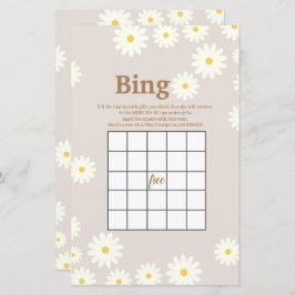 Bohemisches White Daisy Watercolor Bingo Game