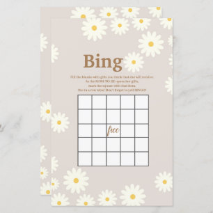 Bohemisches White Daisy Watercolor Bingo Game