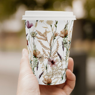Bohemisches Wildblume Brautparty Pappbecher