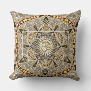 Bohemisches Yoga Gold Om Geometrie Art Cushion Kissen