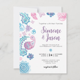Bohemistisch handgemachte Hochzeitseinladung