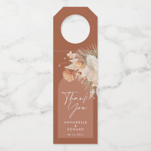 Bohenian boho Rost Terracotta Hochzeit danke Flaschenanhänger