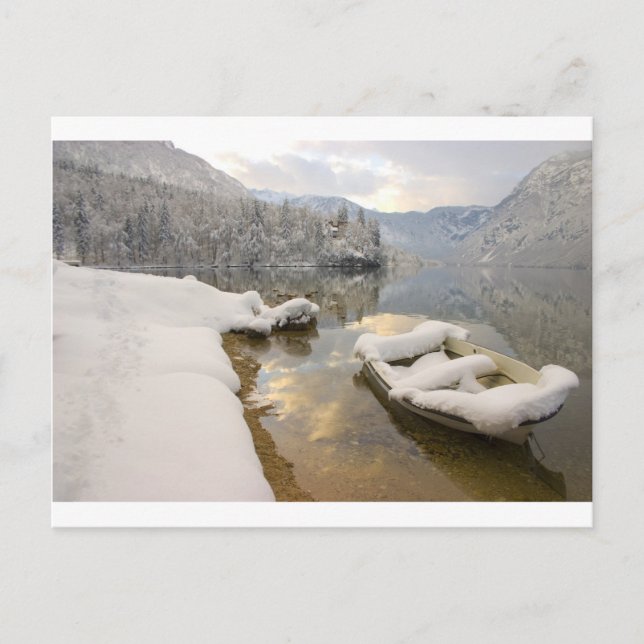 Bohinj-See im Winter, Slowenien Postkarte (Vorderseite)