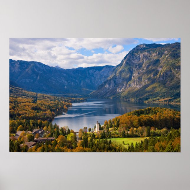 Bohinj-See in Slowenien im Herbst Poster (Vorne)