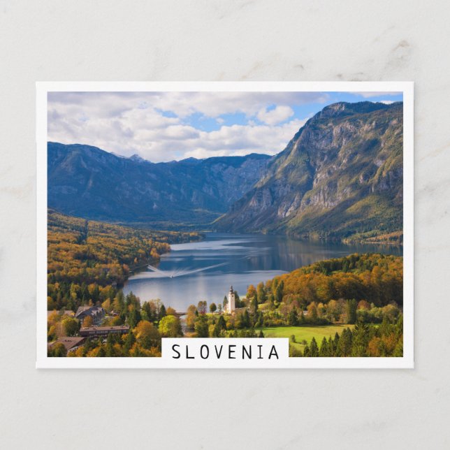 Bohinj-See in Slowenien im Herbst Postkarte (Vorderseite)