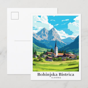Bohinjska Bistrica Slowenien Reise Illustration Postkarte