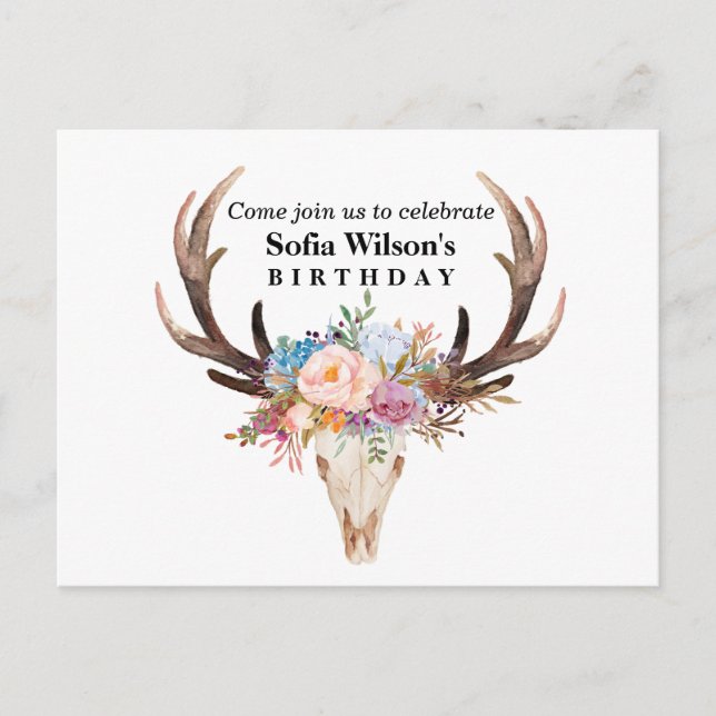 Böhm, Schädel von Bullen, Geburtstag Einladung Pos (Vorderseite)