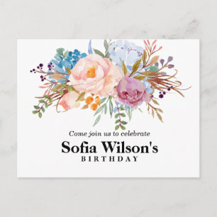 Böhmen, Pfirsiche, Geburtstag Postkarte Einladung
