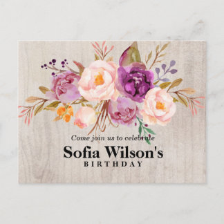 Böhmen, Pfirsiche, Geburtstag Postkarte Einladung