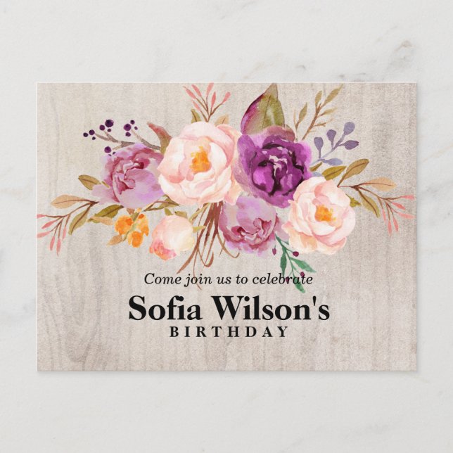 Böhmen, Pfirsiche, Geburtstag Postkarte Einladung (Vorderseite)