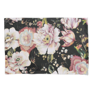 Böhmisch-Chic Rosa Blume dunkelblütig Kissenbezug