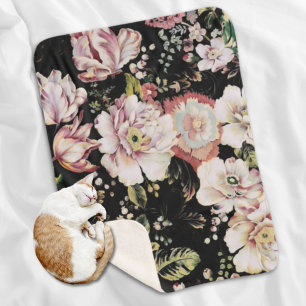 Böhmisch-Chic Rosa Blume dunkelblütig Sherpadecke