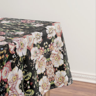 Böhmisch-Chic Rosa Blume dunkelblütig Tischdecke